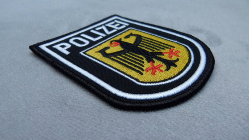 Ärmelabzeichen gestickt - Bundespolizei - Patch - Klett, mehrfarbig auf Schwarz