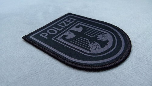 Ärmelabzeichen gewebt - blackops - Bundespolizei - Patch - Klett, Grau auf Schwarz