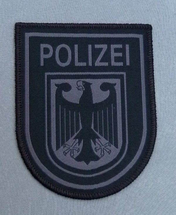 Ärmelabzeichen gewebt - blackops - Bundespolizei - Patch - Klett, Grau auf Schwarz