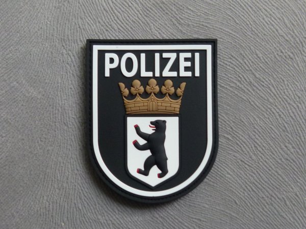 JTG - Ärmelabzeichen - Polizei Berlin - Patch, Schwarz, 3D Rubber