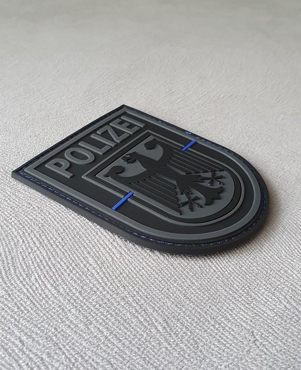 JTG Ärmelabzeichen Bundespolizei, blackops - Thin Blue Line / 3D Rubber Patch BPOL