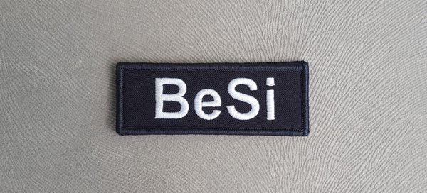 Polizeifunktionsabzeichen - BeSi - Patch - gestickt - Weiß auf Dunkelblau