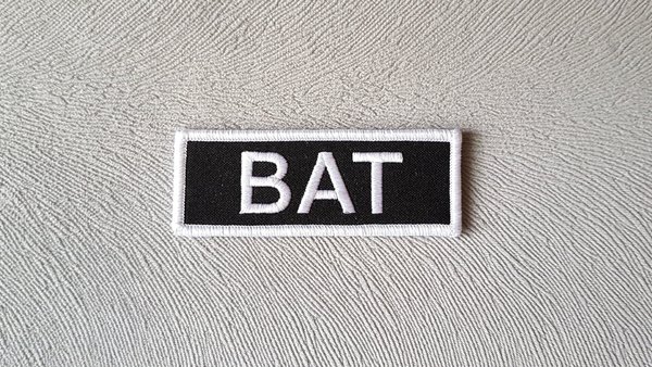 Polizeifunktionsabzeichen - BAT - Patch - gestickt - Weiß auf Schwarz