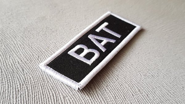 Polizeifunktionsabzeichen - BAT - Patch - gestickt - Weiß auf Schwarz