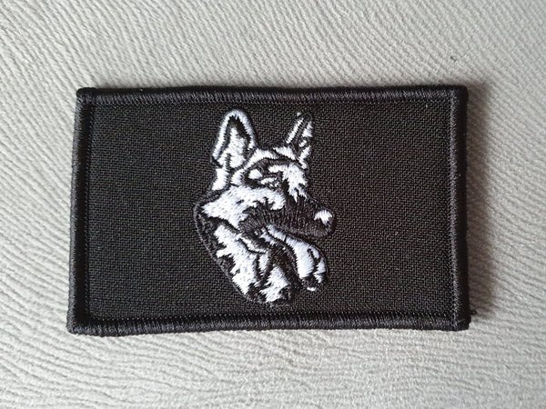 Polizeifunktionsabzeichen - DHF - Schäferhund Patch - gestickt - Weiß auf Dunkelblau