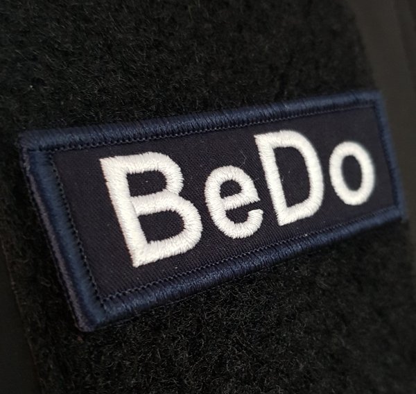 Polizeifunktionsabzeichen - BeDo - Patch - gestickt - Weiß auf Dunkelblau kurz