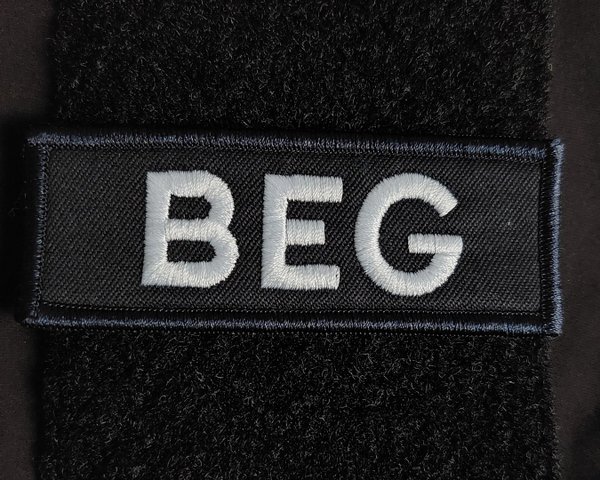 Polizeifunktionsabzeichen - BEG - gestickt - Weiss auf Dunkelblau